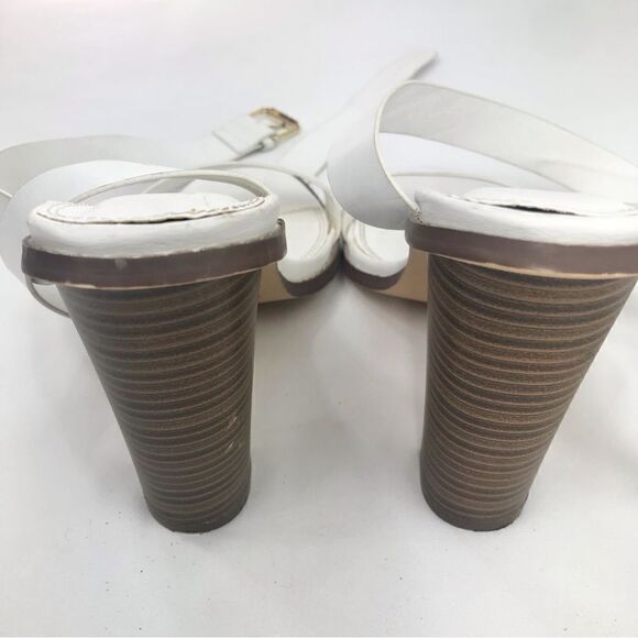 Lulu’s SHELBIE White Leather Ankle Strap Stacked Heel Open Toe Sandals - Picture 13 of 16